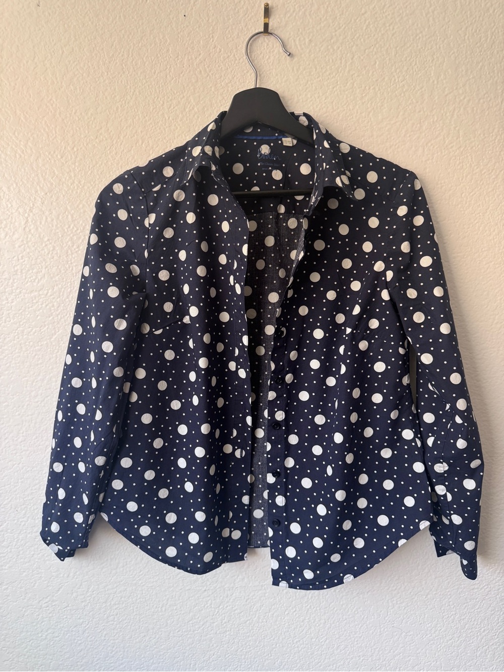 Boden button down shirt Navy with white Polka Dot | size 2P